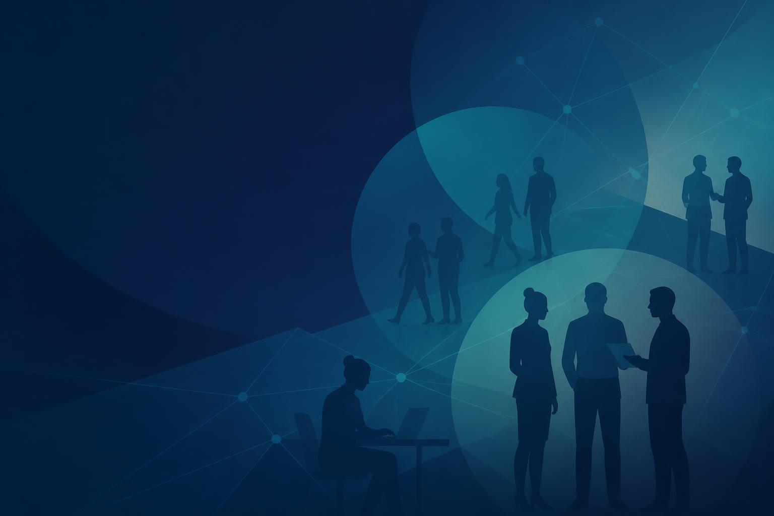 Abstract professional network with people silhouettes